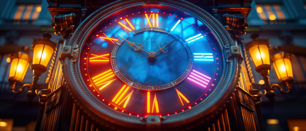 Old clock in a vintage cetting